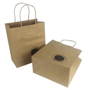 China SGS Flexo Printed Brown Kraft Carrying Shopping Bags With Handles factory