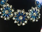 Fancy Blue Dance Wear Accessories Golden Edge Flower Collar Necklace With