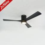Flush Mounted LED Ceiling Fan with 3 Natural Wood Blades and Wall Control