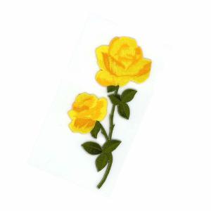 China Fashion Iron On Embroidery Rose Patches Yellow Rose Flowered Appliques for Jeans factory