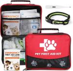 Pet First Aid Kit, 105 Piece Nursing Supplies With Emergency Collar, First Aid