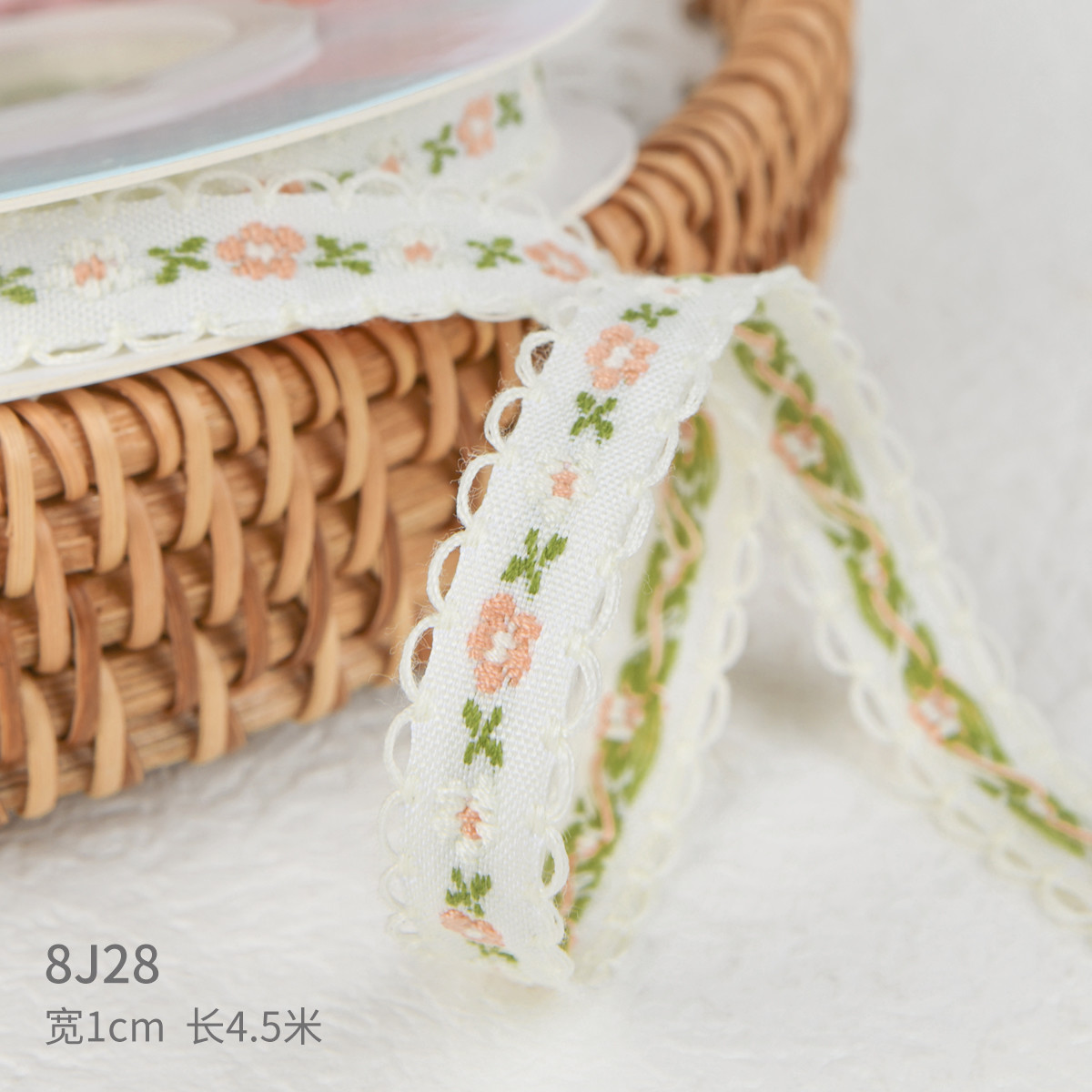 15mm*50y Pastoral Floral Cotton Ribbon Baking Cake Ribbon Bow DIY Material Decoration Ribbon Flower Bouquet Packaging