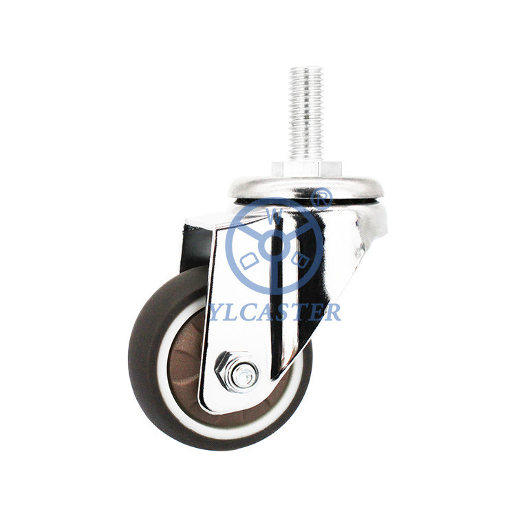 2 Inch Threaded Stem Soft TPR Castors For Furniture Floor Protecting Coffee Tables Wheels