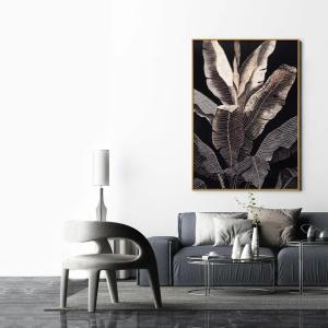 China Custom Designs Crystal Porcelain Wall Art Decor Painting UV Print 3D Plantain Leaves factory