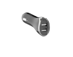 China Portable Universal High Power Usb Car Charger 3.1a Fast Dual Usb Ports Black Silver Color factory