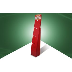 Assemble Red Pos Cardboard Displays , Retail Floor Display Stands With Hooks