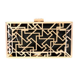 Stone Closure Square Purse Frame Geometric Lines Evening Bag Frame