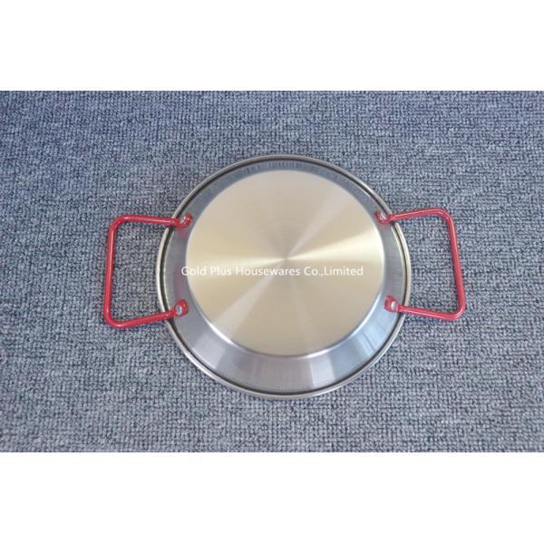 Kitchen korean stainless steel cooking paella pan tray happy cooking spanish seafood pan with red handle