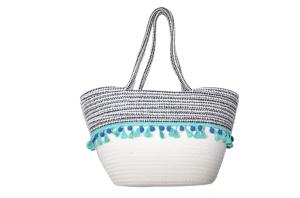 China ECO Friendly Fashion Summer Tote Handbag Bohemian Handmade Bali Bags Straw Beach Bag Cotton Canvas Shopping Bags factory