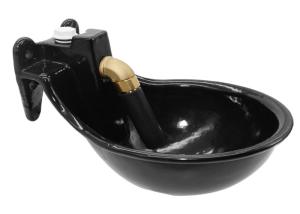 China cast iron drinking bowl with tube valve, 1.8L, black color, enameled factory