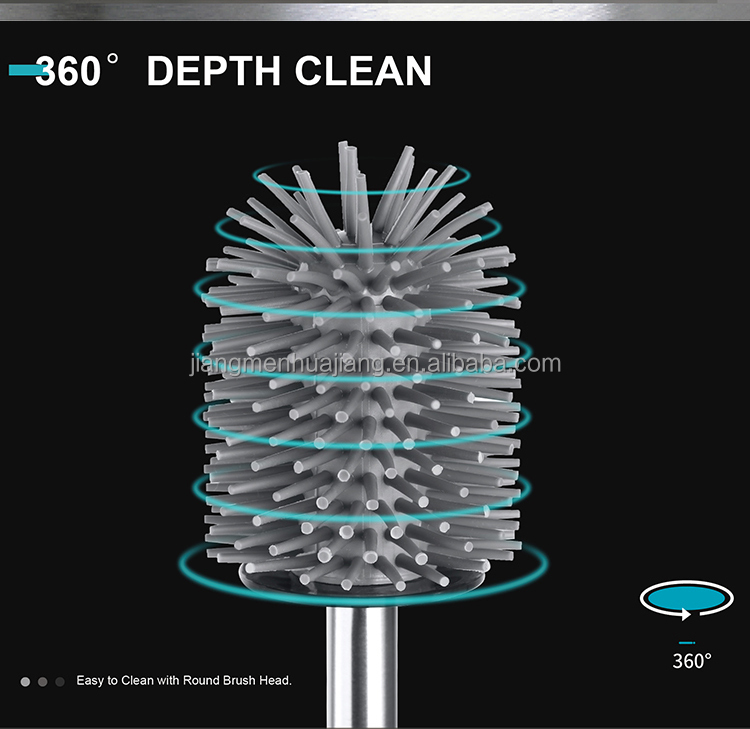 Stainless Steel Anti Finger Print Toilet Brush For Household TPR Bathroom Cleaning