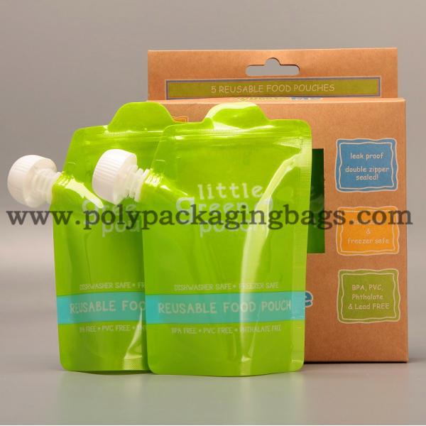 China Resealable 150ml 200ml 100mic Stand Up Spout Pouch With Caps For Juice factory