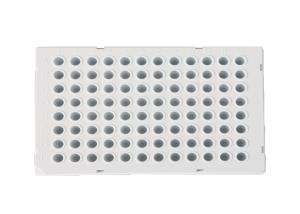 China Low Liguid Loss Wall Technology 0.1 Ml Full Skirted Full Skirted 96 Well Plate White Color factory