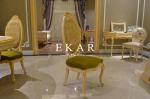 Upholstered French Style High Back Fabric Solid Wood Carved Wooden Dining Chair