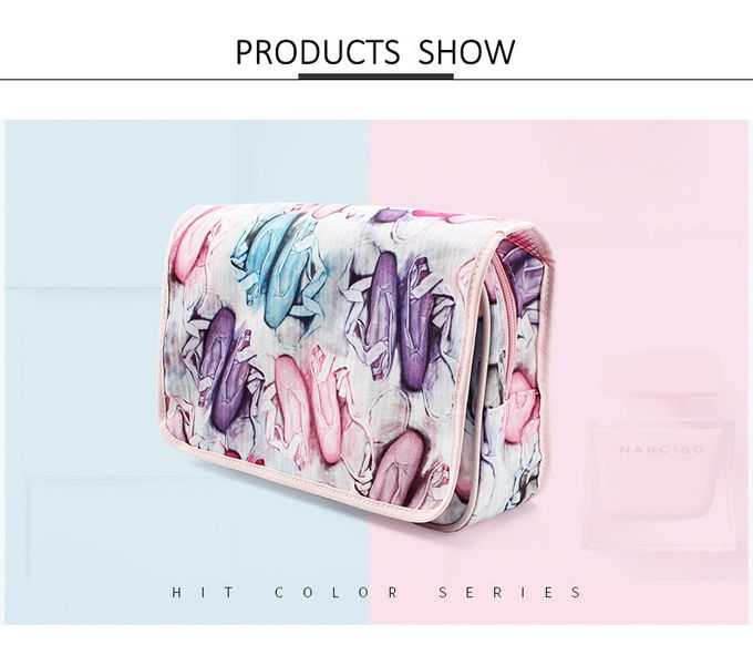 Shake Proof Women Floral Polyester Cosmetic Makeup Bag