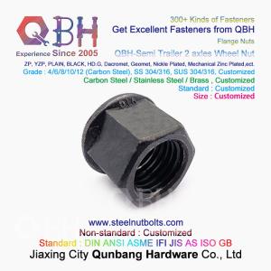 China QBH Black Semi Trailer 2 Axles Non-Serrated Flange Wheel Hub Nut factory
