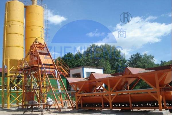 HZS25 Flexible Precast Stationary Concrete Batching Plant Skip Hopper Model
