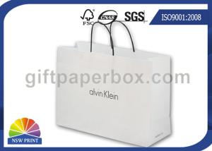 China Elegant White Kraft Paper Tote Bag / Paper Shopping Bags with Handles for Garment Packaging on sale
