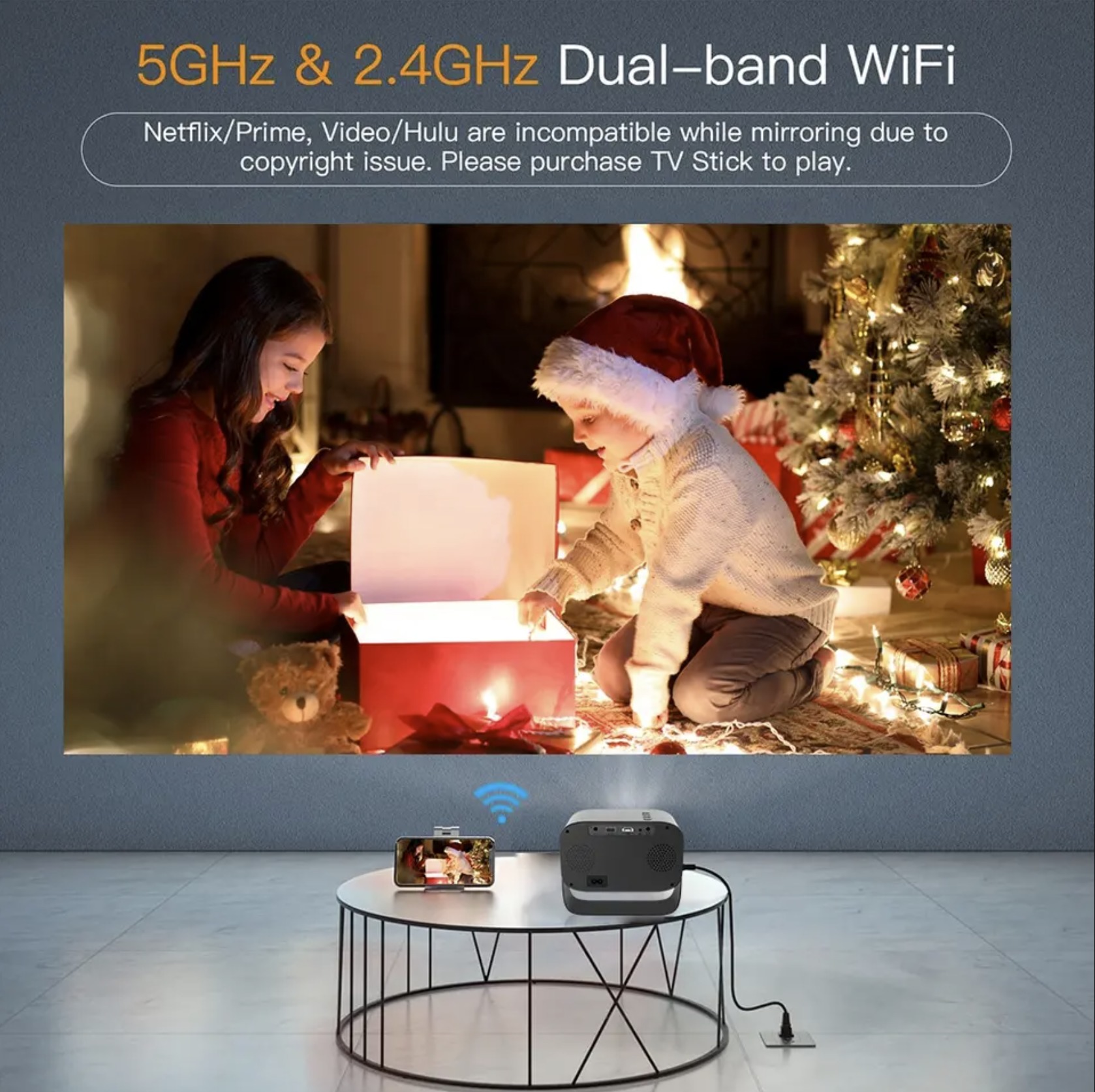 K1 Mini Projector showing easy adjustment features