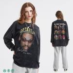 Men'S Hip Hop Acid Wash Crewneck Sweatshirt Athletic Black Distressed Vintage T