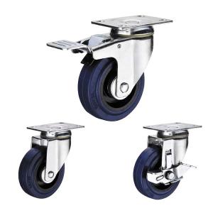 China 90kg Loading 125mm Rubber Swivel Caster Wheels For Warehouse Trolleys factory