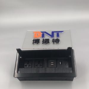 China Aluminum Alloy cable management flip up emdded desk hidden socket with brush cover factory