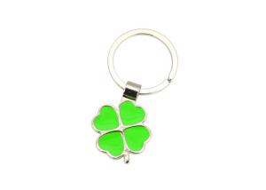 China Four Leaf Clover Cute Metal Keychain Custom Color Filling Key Holder factory