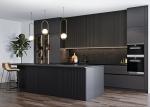 5m Blum Black Modern Design Modular Kitchen Cabinets With Wall Cabinet Wine Rack