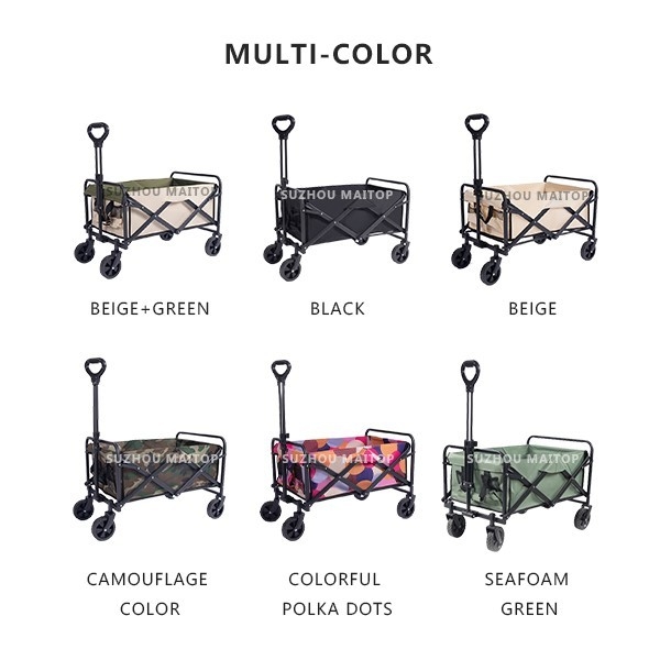 Steel Frame Folding Wagon Cart Compact Foldable Wagon For Camping Creative Outdoor Wagon