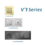 Traditional 1 / 2 / 3 Gang Wall Switch Panel Aliminum Rocker Light Switch