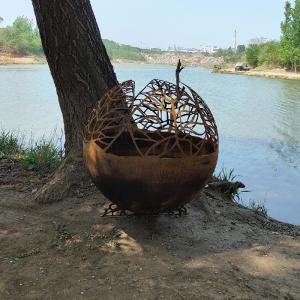 China Corten Steel Rust Assembly Required Yes Sphere Steel Fire Pits factory