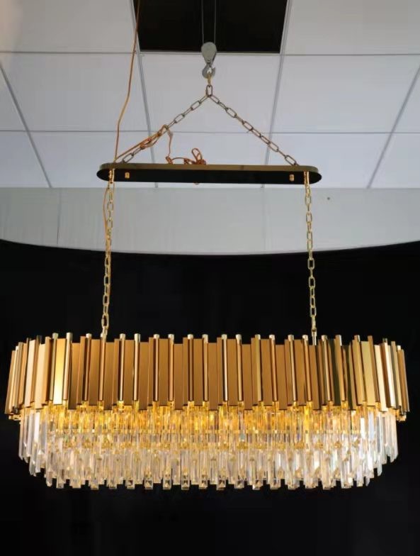 Large Crystal LED Chandelier Luxury K9 Crystal Hanging Light Living Room Pendant Lamp