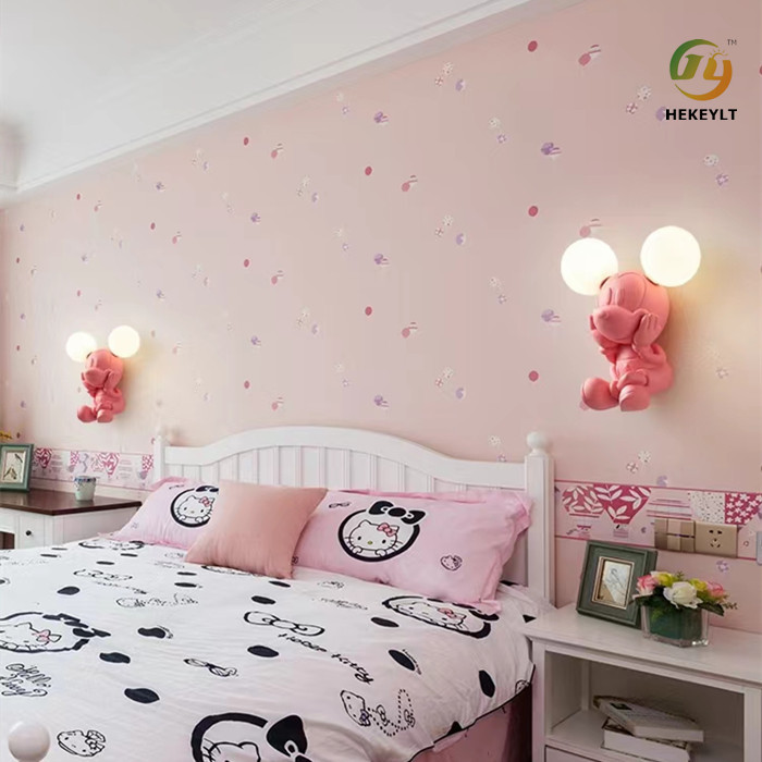 Resin Glass G4 Bedside Lamp Cartoon Mickey Mouse For Girl Bedroom