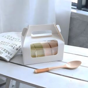 Window Roll Cake Gable Boxes Bulk With Handle & Cake Boards, Homemade & Bakery