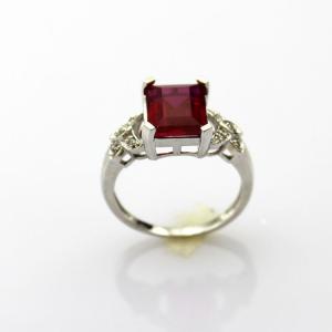 China Women Fashion Jewelry 925 Silver Ring 8mmx10mm Ruby Cubic Zircon(JY022) factory