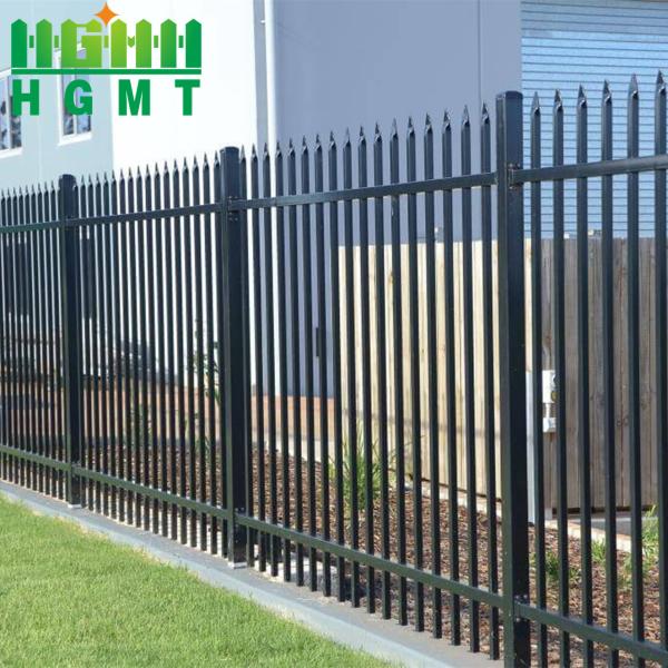 Tubular Steel Garden Fence Modern Zinc Steel Metal Fence Black Galvanized 6x8