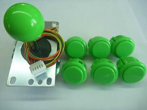 China USD31.95---SANWA Pack-1 Joystick and 6pcs OBSF30 sanwa push buttons green color factory