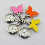 Fashion Butterfly Metal Nurse Doctor Watch Clip Nurse Hang Watch With White Face