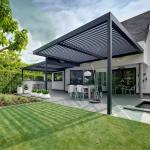 Proof Metal Roof Gazebo Imitation Wood Garden Landscape Aluminum Louvered