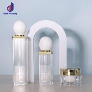 China Cosmetic Acrylic Bottles 30g 50g Plastic Lotion Bottles Packaging With Special Stone Cover Cap factory
