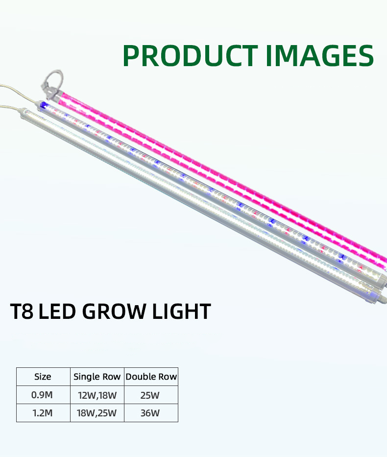 Indoor 36W 25W 18W UV IR NIR T8 LED Tube Grow Light 6500K 460nm 660nm 395nm For Hydroponics