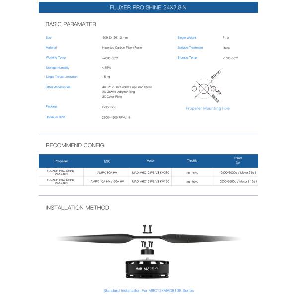 24x7.8 Inch Agriculture Drone Propeller High Durability With Smooth Operation