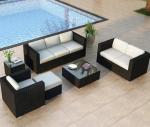 Outdoor 4pcs Garden Furniture Set Patio Garden Sofa Rattan Woven Corner Sofa