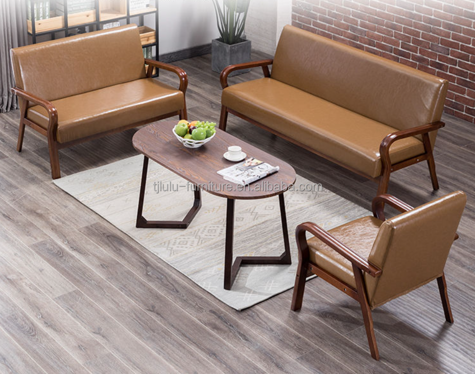 Home Furniture Lounge Modern Wood Arm Chair Sofa Chair with PU Leather/Fabric Cover Material Mail Packing N