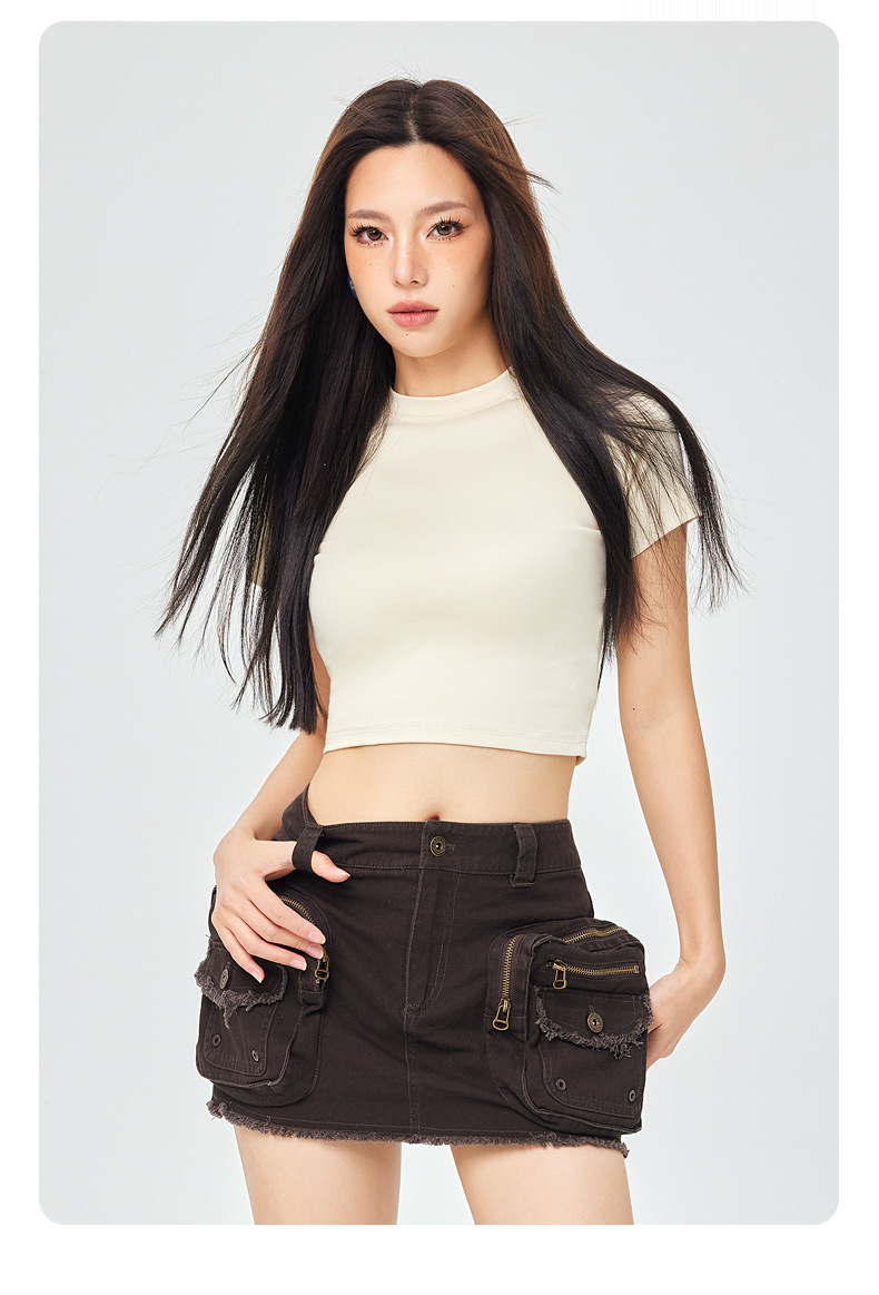Custom Print Graphic Logo Cropped Baby Tee Shirt Womens Cotton Crop Top in Y2K Design