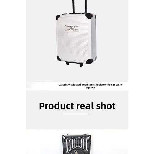 Buben 186-piece Household Car Repair Tools/industrial Maintenance Multi-function Hardware Tool Trolley case Combination Set Repa