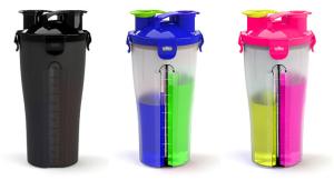 China dual shaker/Bpa Free 2015 Twin pack Dual plastic personalized protein shaker bottle Cup factory