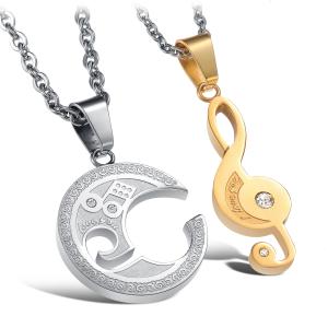 China New Fashion Tagor Jewelry 316L Stainless Steel couple Pendant Necklace TYGN332 factory