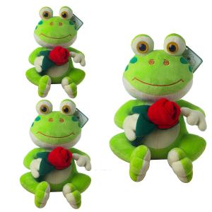 China Non - Toxic Stuffed Frog Toy Embroidery Logo Customized Color Soft Feeling factory
