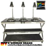 Durable Mobile Buffet Stations 3 Mini Chafing Dishes Feat 3 Heat Lamps Set In